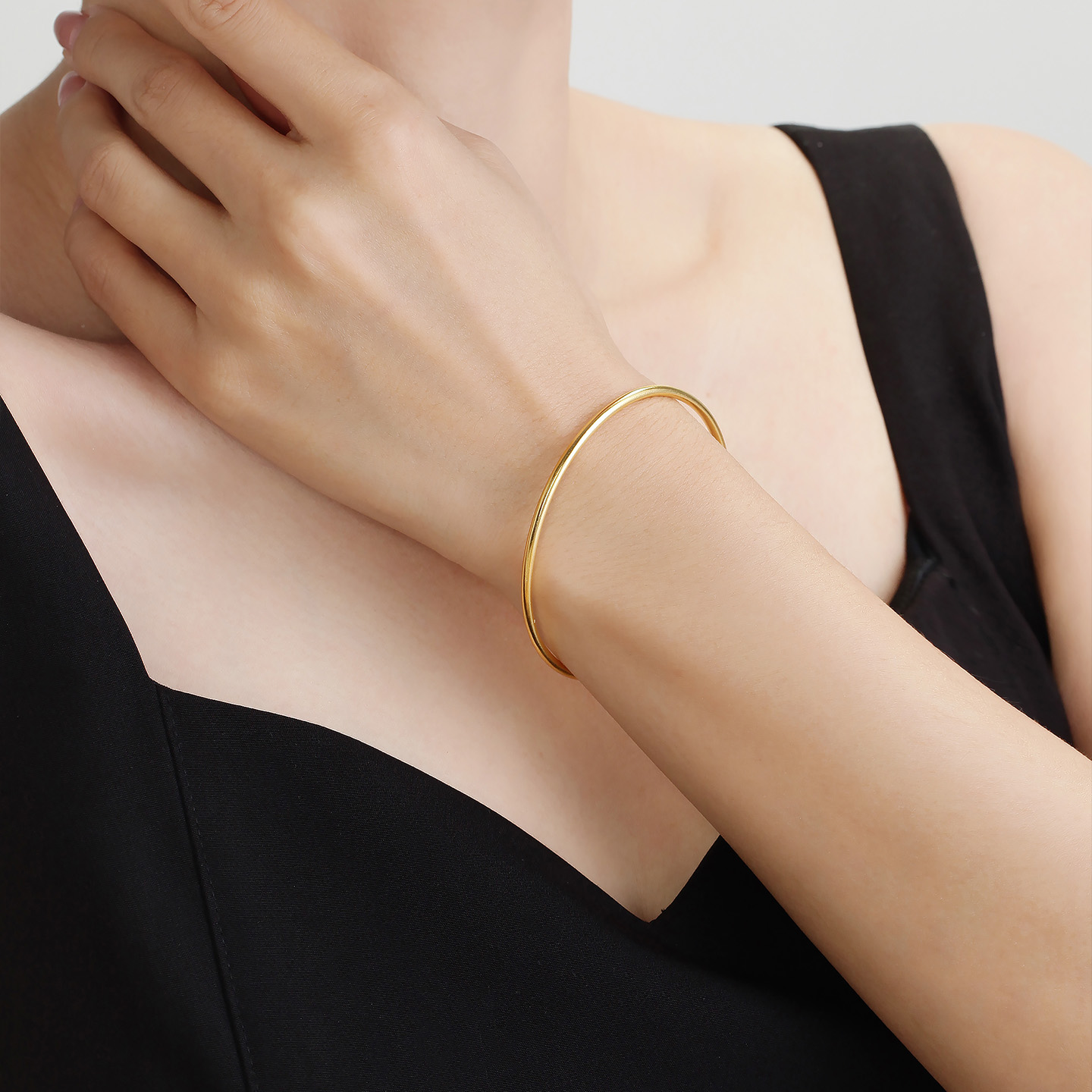 明牌珠宝古法黄金福运手镯 足金简约圆镯手饰女友圣诞礼物AFI0289 - 图3