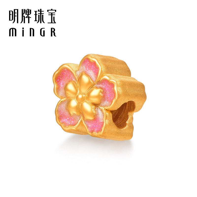 明牌珠宝黄金桃花珠手串 硬金花朵转运珠足金串珠女款手饰AFP1073,淘宝优惠券,粉丝福利购,淘宝优惠卷