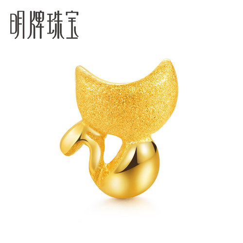 明牌珠宝t黄金耳钉足金动物不对称DIY单只耳钉耳饰女 AFH0035计价 - 图1