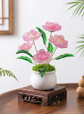 迷你渐变色珍爱玫瑰小盆栽材料包车载仿真花束DIY手工课团建活动