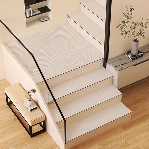 侘寂风楼梯踏步垫子防滑皮革免胶自粘可擦洗实木家用旋转楼梯台阶 - 图0