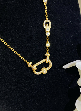 回形满钻万能项链女925银搭配翡翠佛公吊坠多功能万能扣珠宝链条