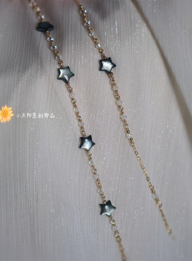 14K包金黑色五角星女叠水晶手链