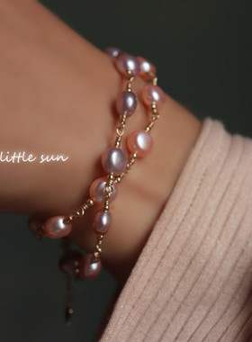 特价~精挑天然极光14k女温柔珍珠