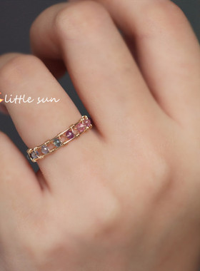 原创设计风渐变糖果色尖晶石戒指