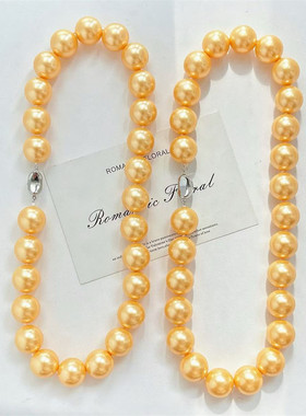 16MM大颗粒浓金珍珠项链个性夸张