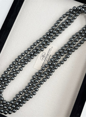 180cm氛围感浪漫大溪地黑珍珠项链长款颈链中古叠戴独特挂脖多层