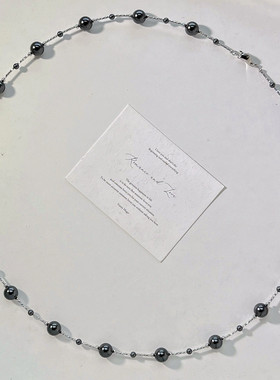 大溪地黑珍珠银色闪亮挂脖项链