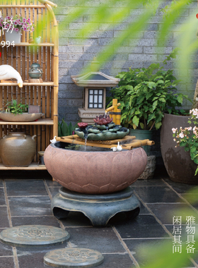 匠心坊庭院流水摆件阳台鱼池造景顶楼花园装饰布置景观鱼缸喷泉