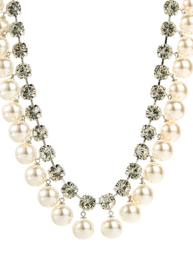 巴洛克奢华大气仿珍珠颗粒水钻项链优雅千金名媛风晚宴锁骨脖饰品