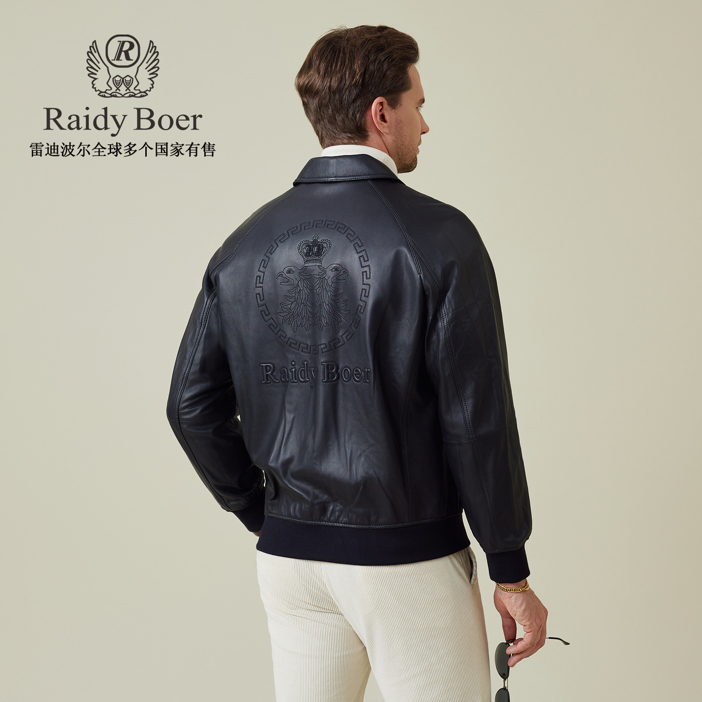 【绵羊皮革】Raidy Boer/雷迪波尔2025秋刺绣翻领男皮衣外套 2018,淘宝优惠券,粉丝福利购,淘宝优惠卷