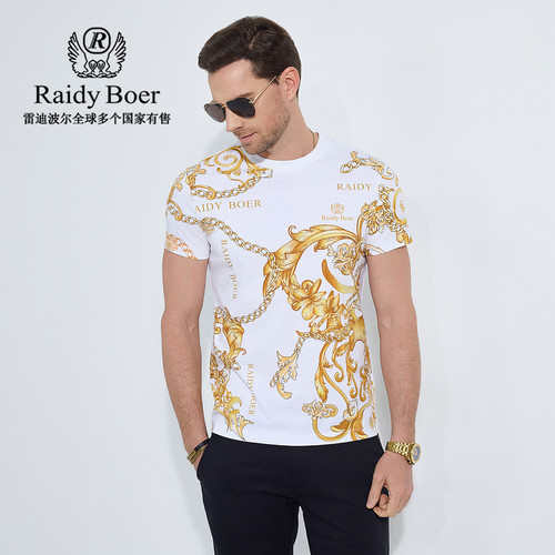【100%棉】Raidy Boer/雷迪波尔2025年夏数码印花男短袖T恤7079 - 图0