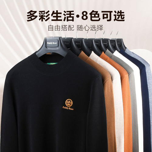 【可机洗防缩水】RaidyBoer/雷迪波尔男羊毛刺绣logo图案毛衣5010 - 图0