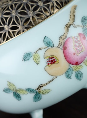 杲竹山房电香炉手工绘画