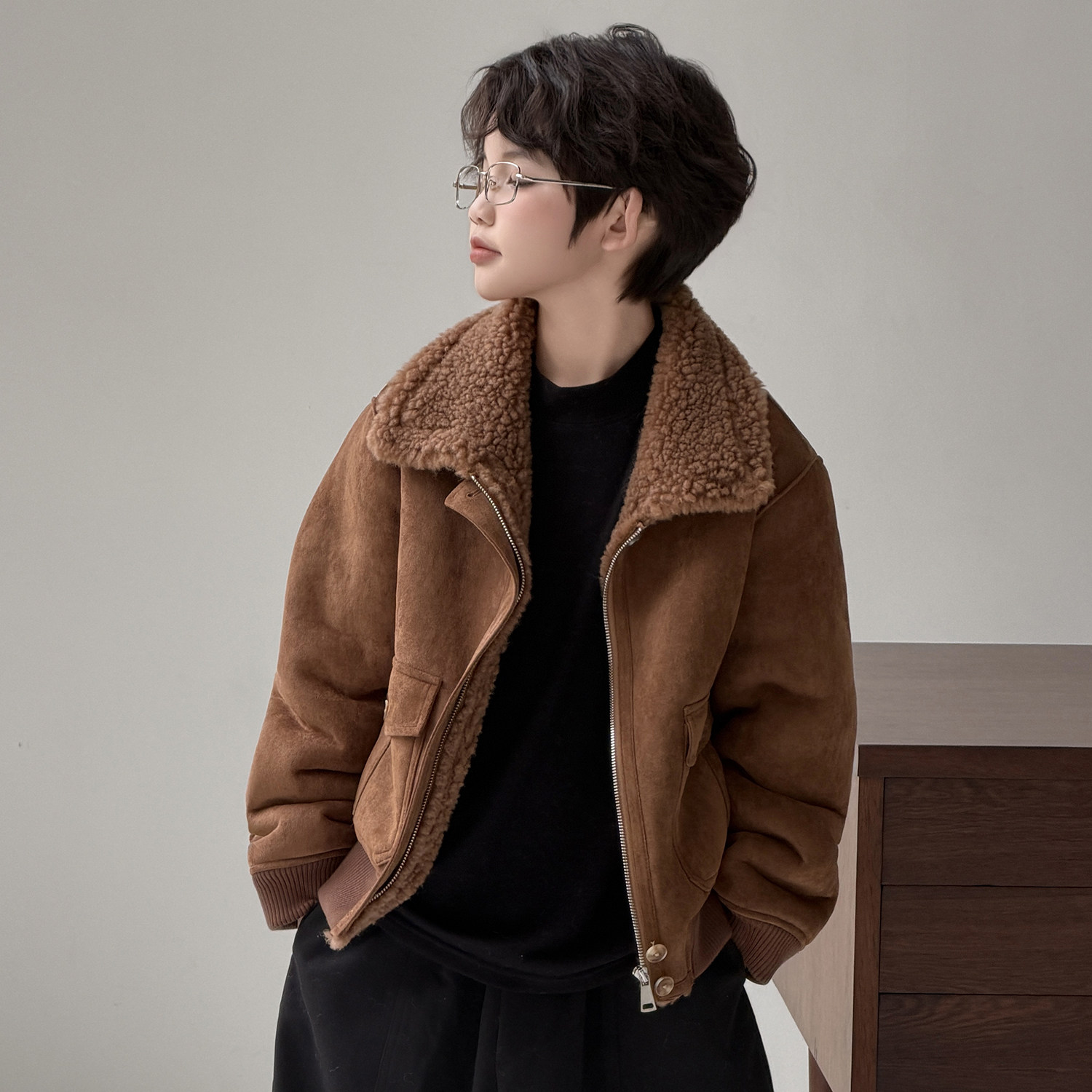 秋冬新品儿童羊毛皮草外套中大男童潮童加厚皮毛一体机车款夹克帅,淘宝优惠券,粉丝福利购,淘宝优惠卷