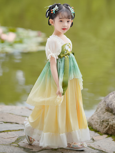 汉服女童夏款短袖2026新款儿童古风襦裙超仙古装中国风连衣裙演出 - 图3