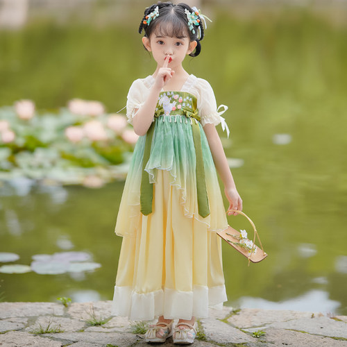 汉服女童夏款短袖2026新款儿童古风襦裙超仙古装中国风连衣裙演出 - 图2