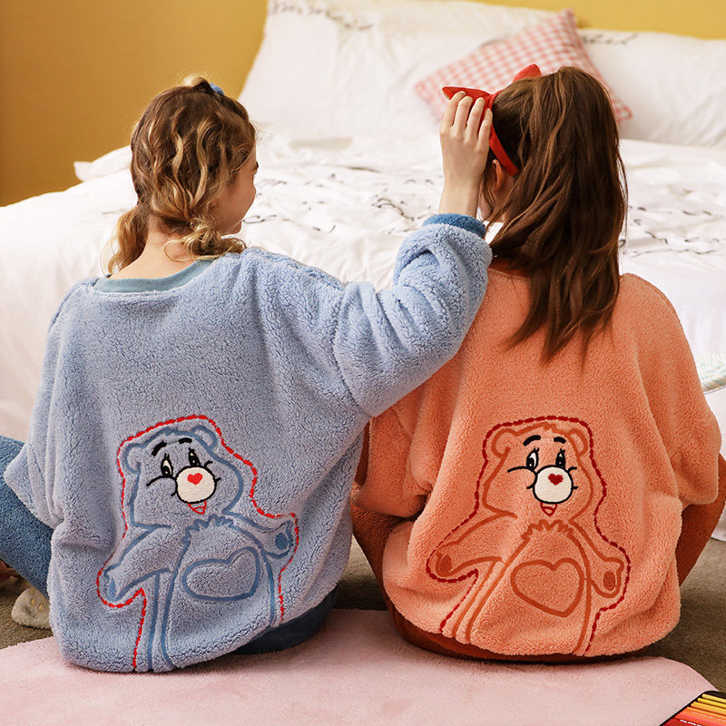 雪尔绵秋冬闺蜜睡衣长袖北极绒韩版 雪尔绵睡衣/家居服套装