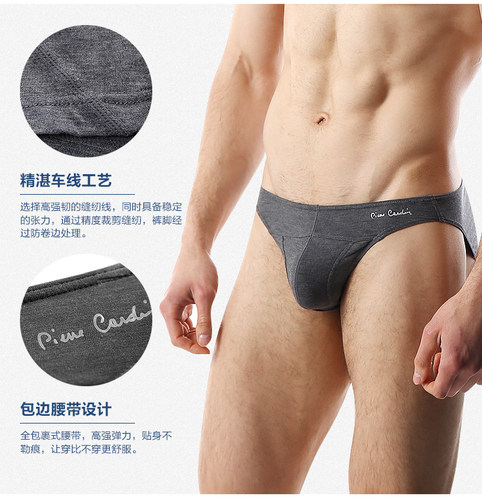 专柜正品皮尔卡丹内裤 男兰精莫代尔舒适三角内裤内衣53312 53321 - 图0