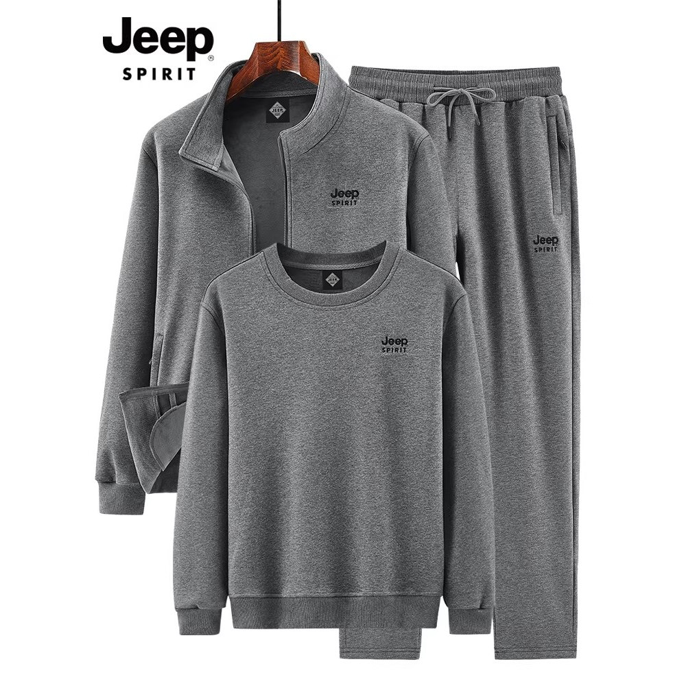 Jeep 2026 Spring and Autumn New Sports Suit Men's Middle-aged and Old Dad Casual Pants Men's Tops and Jackets Three-piece Set