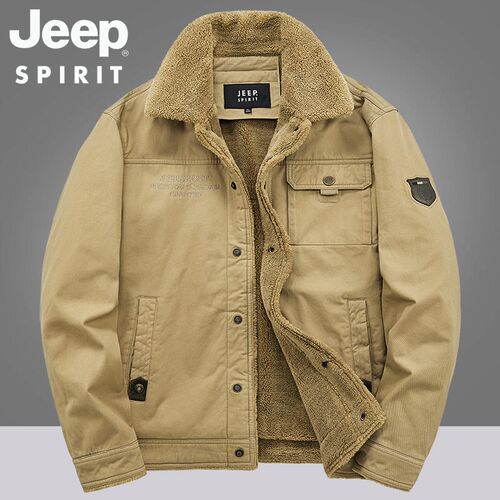 JEEP吉普男士外套秋冬季加绒加厚棉服羊羔绒棉衣休闲夹克保暖棉袄 - 图0