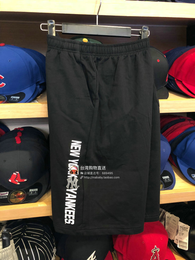 台湾代购MLB洋基队夏新款男士运动休闲短裤 NY纯棉五分及膝裤-图0