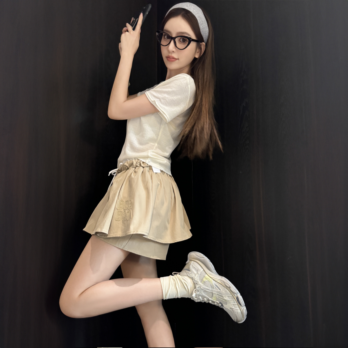 小众真皮拼色厚底老爹鞋女2025新款网面透气运动休闲鞋增高显瘦 - 图2