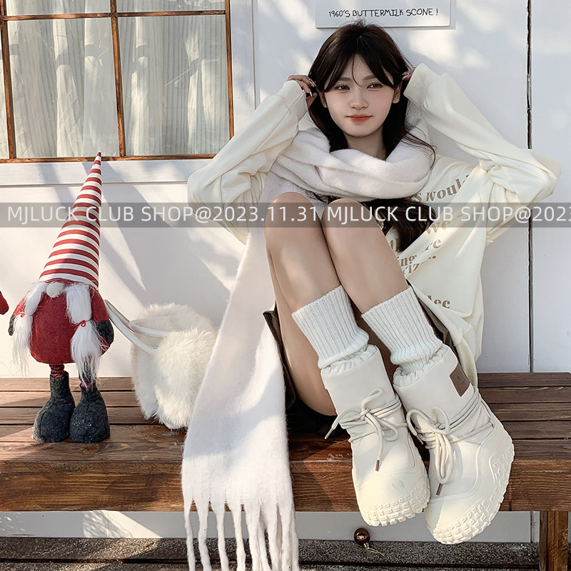 2024冬季新款厚底笑脸胖嘟嘟的雪地靴女加厚保暖桑坡棉鞋防滑短靴,淘宝优惠券,粉丝福利购,淘宝优惠卷