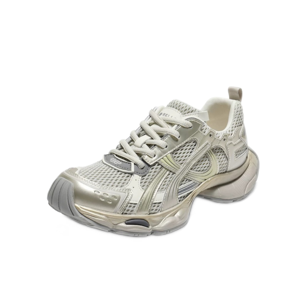 小众真皮拼色厚底老爹鞋女2025新款网面透气运动休闲鞋增高显瘦 - 图3