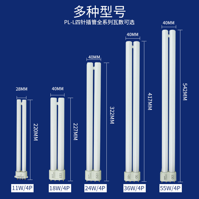 飞利浦h型灯管长条吸顶四针节能h55w/h36w三基色台灯护眼宿舍18W - 图2