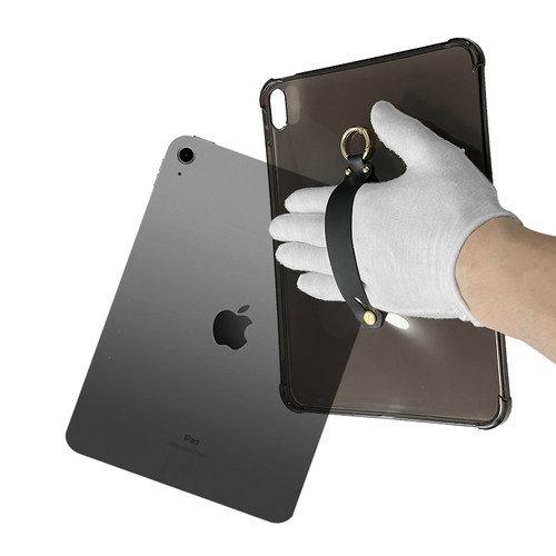 适用2025iPad11英寸平板手持软套 新iPadPro11卡手腕带保护壳 苹果Air7 11英寸平板电脑手腕带防摔手托透黑色 - 图1