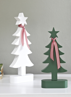 实木圣诞树摆件桌面客厅书柜摆放