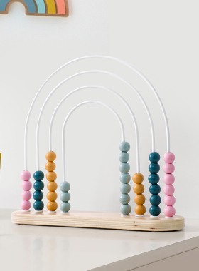 创意儿童房摆件木质装饰品算珠架