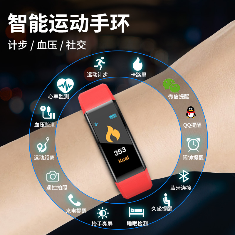 智能手环运动心率血压多功能男女蓝牙防水跑步适用于手机_智能设备 第1张 智能手环运动心率血压多功能男女蓝牙防水跑步适用于手机_智能设备 第1张