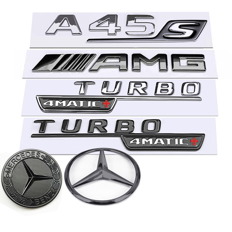 奔驰A45改装A45S车标 TURBO叶子板标 黑色武士AMG A45S全套车标志 - 图3
