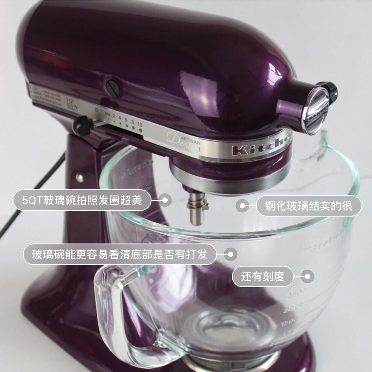 KitchenAid 220V 5QT/4.5QT/3.5QT欧洲版厨师机搅拌机和面机-图3