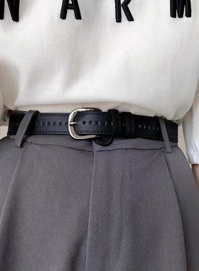 黑色皮带女 韩版全身孔夏季百搭复古针扣牛仔裤带外搭装饰ins腰带