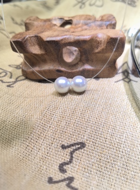 akoya海水粉光珍珠8.5mm海水珍珠双珠项链隐形项链S925银扣