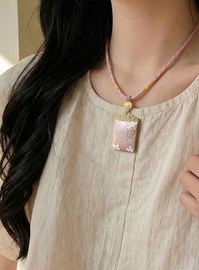 无事牌新年项链饰品宋锦纯手工项链平安顺遂吊坠项链过年摆摊商品