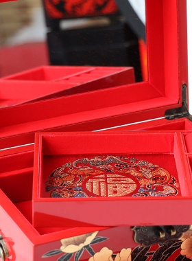 姚红饰品系列新品富贵梳妆盒漆器