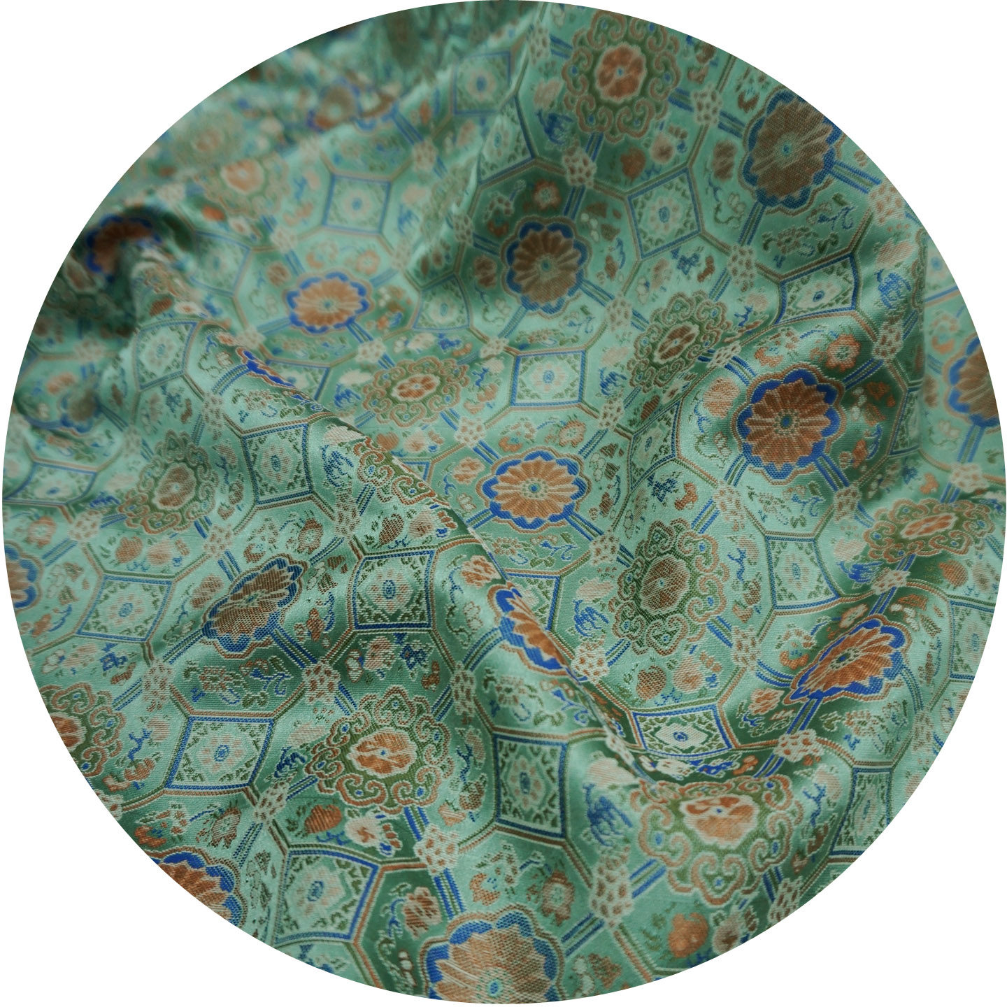 Green Lotus Peony Bada Halo Pattern Song Brocade Fabric