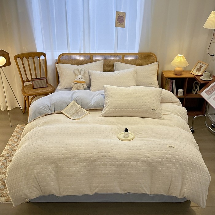 冬季加厚保暖A类母婴级高克重雕花绒牛奶绒法兰绒被套床笠四件套,淘宝优惠券,粉丝福利购,淘宝优惠卷