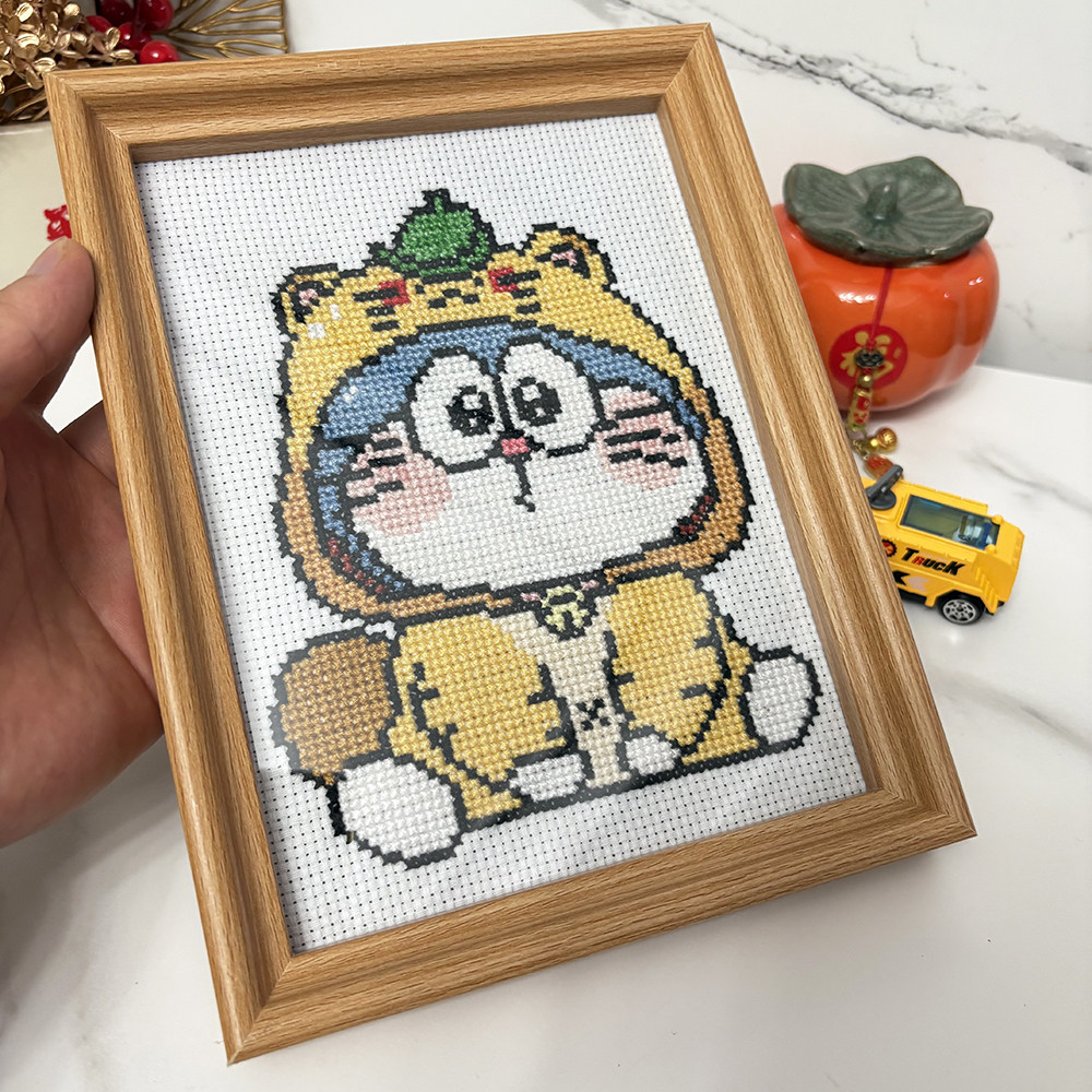 十字绣小件2025新款简单线绣哆啦A梦卡通儿童学生手工叮当猫带框 - 图3