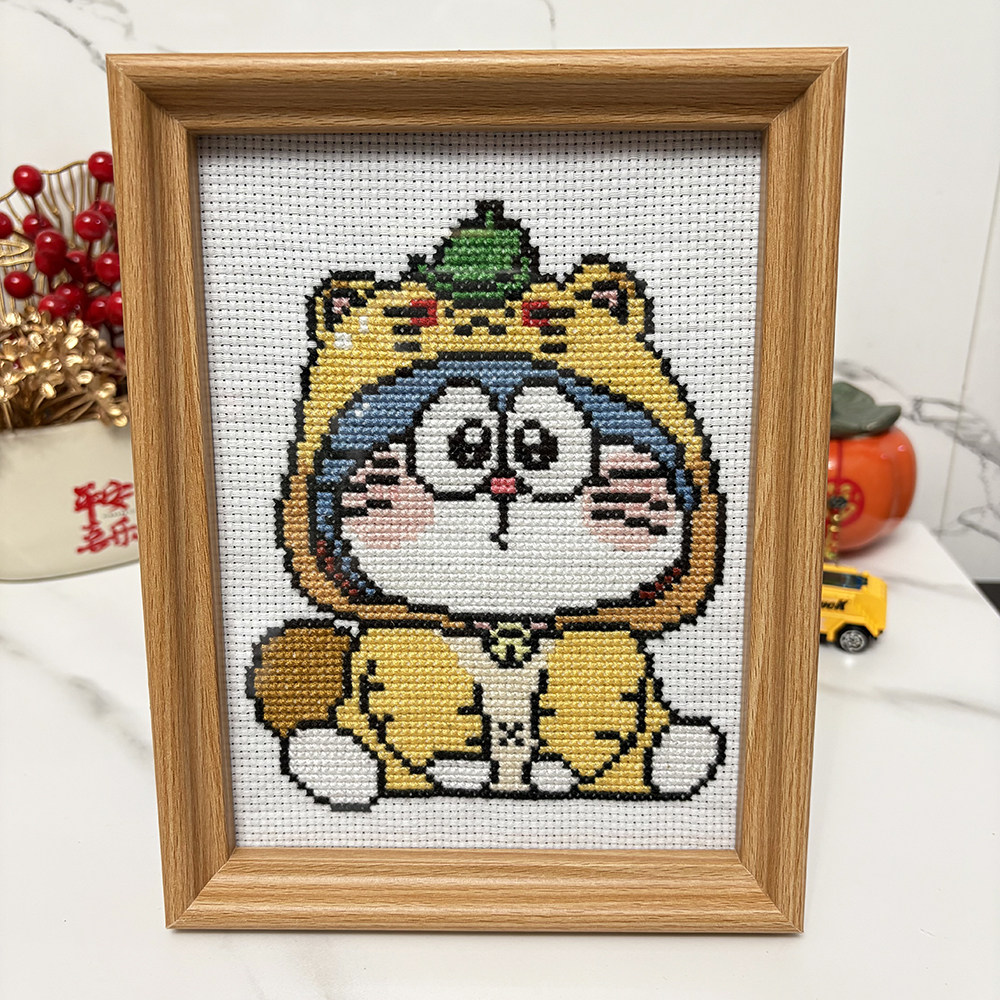 十字绣小件2025新款简单线绣哆啦A梦卡通儿童学生手工叮当猫带框 - 图1