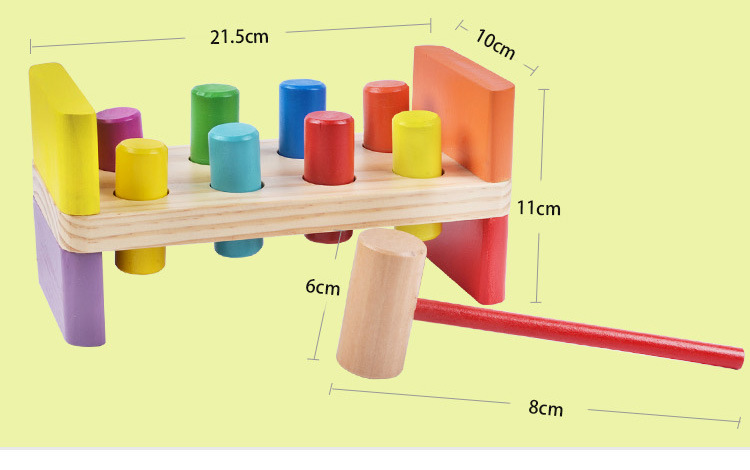 早教教具儿童打桩台敲打台击桩乐木制 2-3岁宝宝趣味智力益智玩具 - 图1