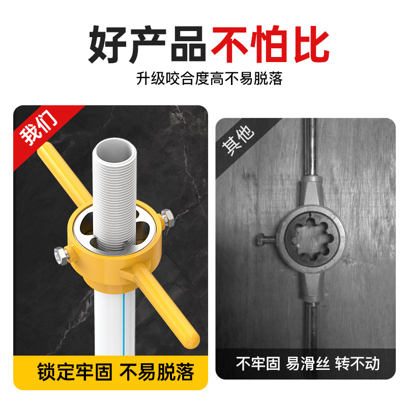 沪豪水管板牙套丝器ppr塑料水管扳手圆板牙手动工具扳牙神器套装 - 图0