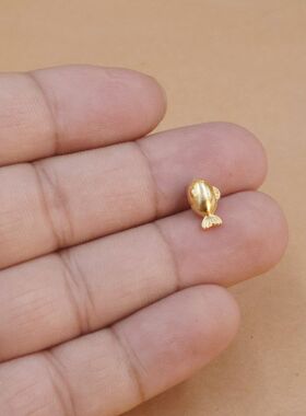 迷你实心金色小鱼小摆件金属小金鱼聚宝盆配件装饰微缩道具工艺品