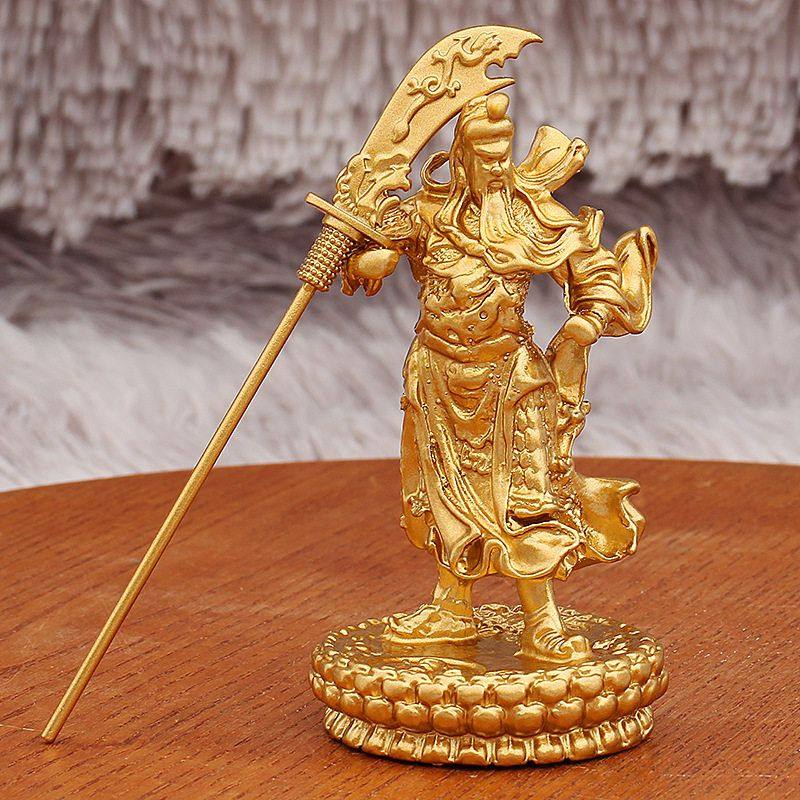 金色武财神关公摆件立刀莲花底家居办公室武圣关羽金属摆件工艺品,淘宝优惠券,粉丝福利购,淘宝优惠卷