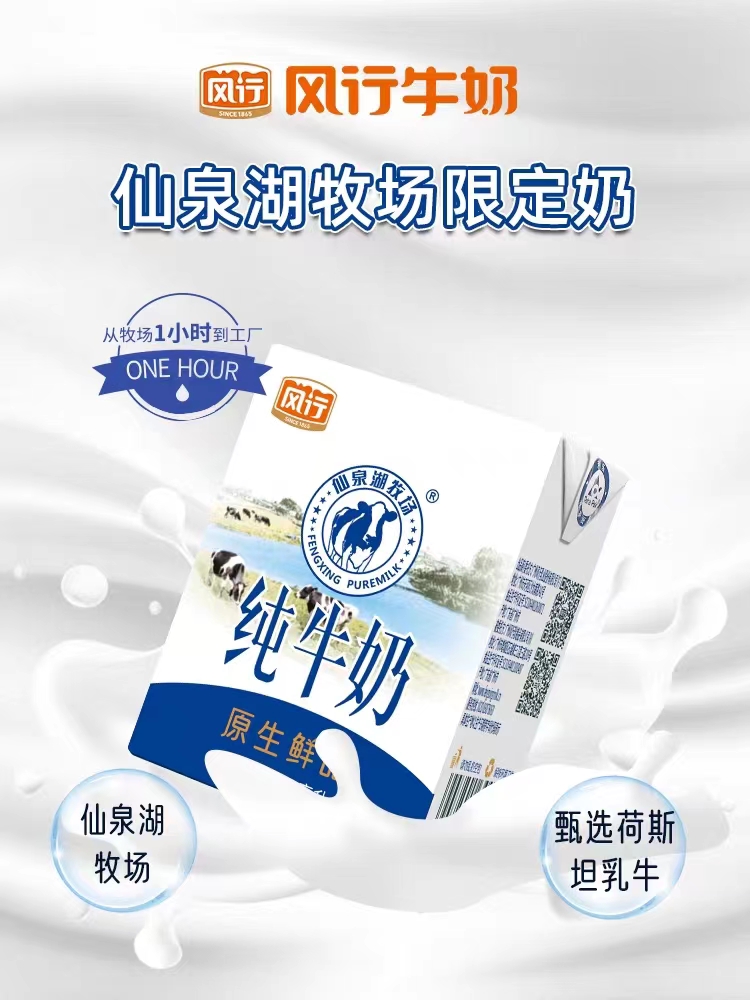 风行仙泉湖牧场纯牛奶200ml*12盒整箱优质乳蛋白营养早餐牛奶包邮-图3