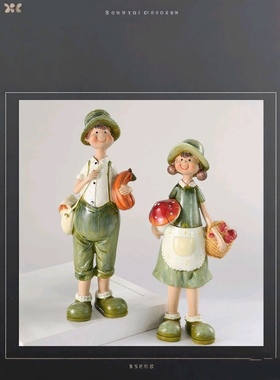 可爱田园风卡通小孩工艺品摆件创意家居树脂摆件客厅玄关装饰品